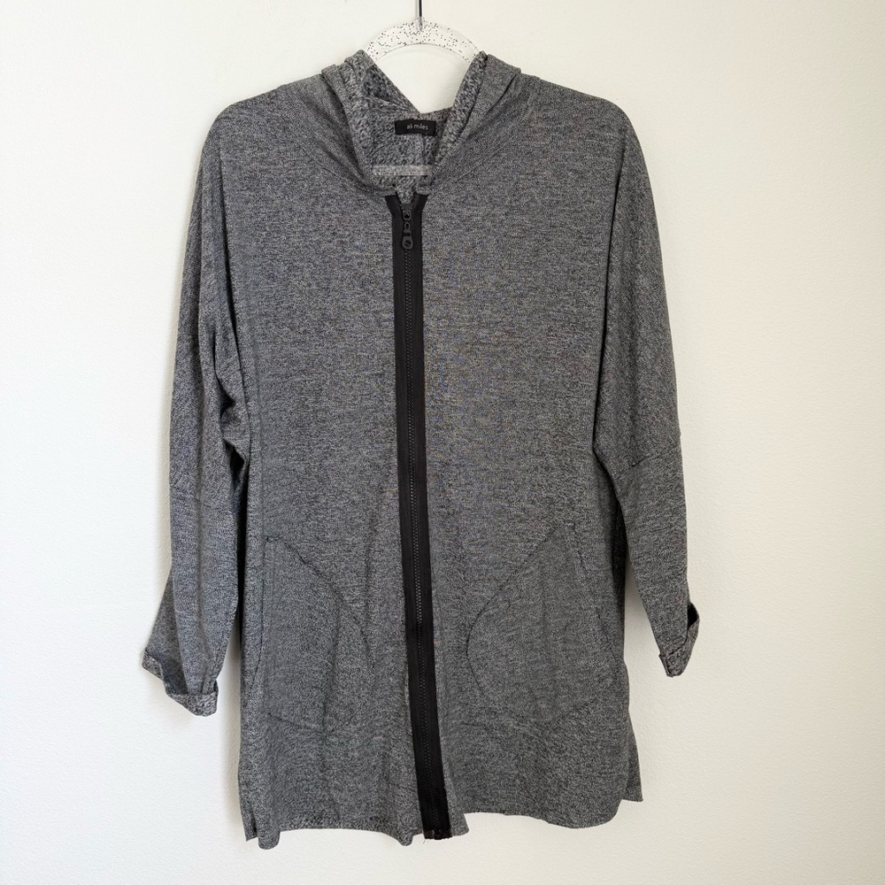 Ali Miles Dark Gray Long Zip Up Hoodie Pockets Size M
